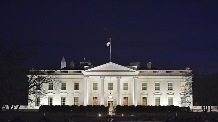 The White House outside at night